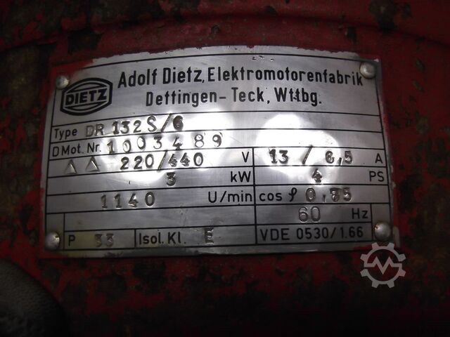 Electric motor 3 kW 950 rpm DIETZ DR132S/6