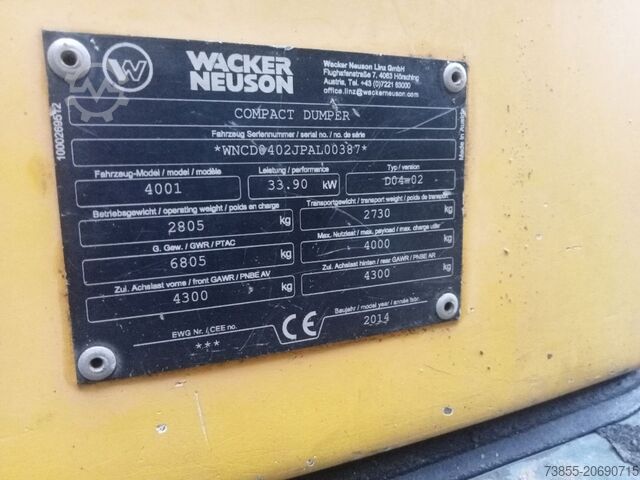 Mini wywrotka Wacker Neuson 4001