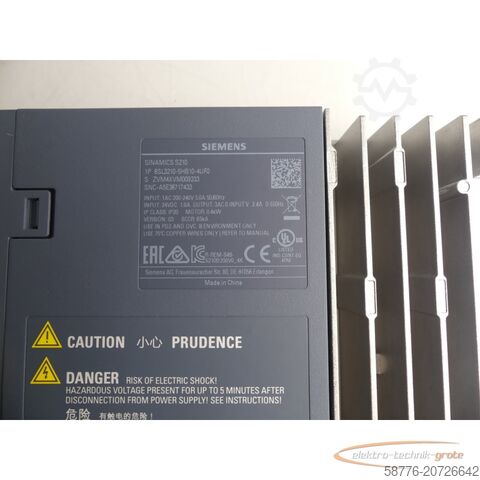 Componente Siemens Siemens Sinamics S210 6SL3210-5HB10-4UF0 Umrichter SN:ZVM4XVM009233 0,4kW 240V~-ungebr.-