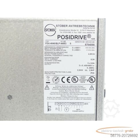 Bileşen Stöber FDS-4040 / BLP Posidrive Frequenzumrichter SN:8764068 - ! -