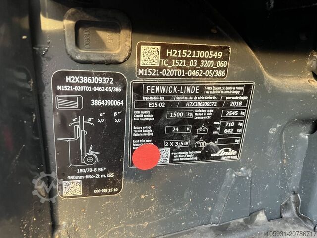 Electric 3-wheel forklift Linde E15-02