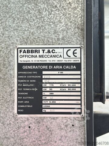 Aquecedor de ar quente FABBRI F85 115 kW FABBRI F85
