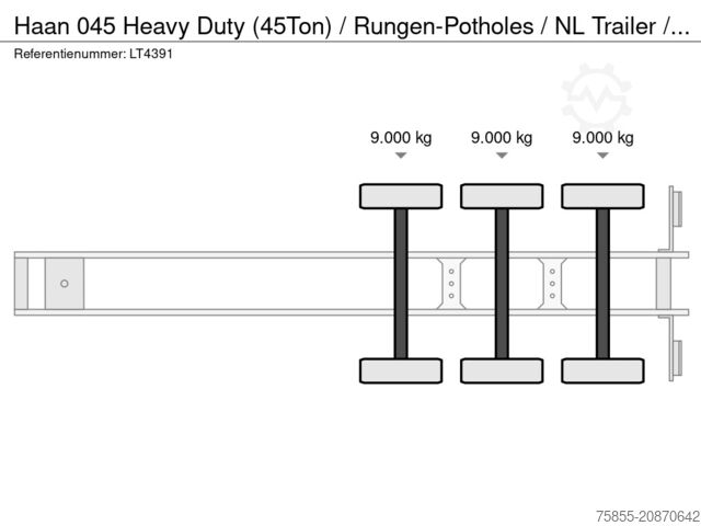 Plattformanhänger Haan 045 Heavy Duty (45Ton) / Rungen-Potholes / NL T...