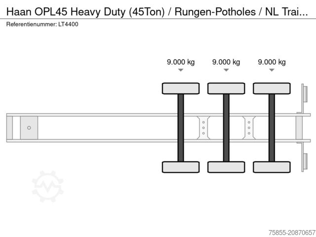Plattformanhänger Haan OPL45 Heavy Duty (45Ton) / Rungen-Potholes / NL...
