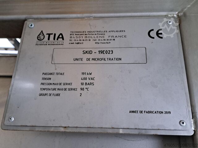 Water treatment equipment TIA 19E023b-Unité d'Osmose Inverse-organique