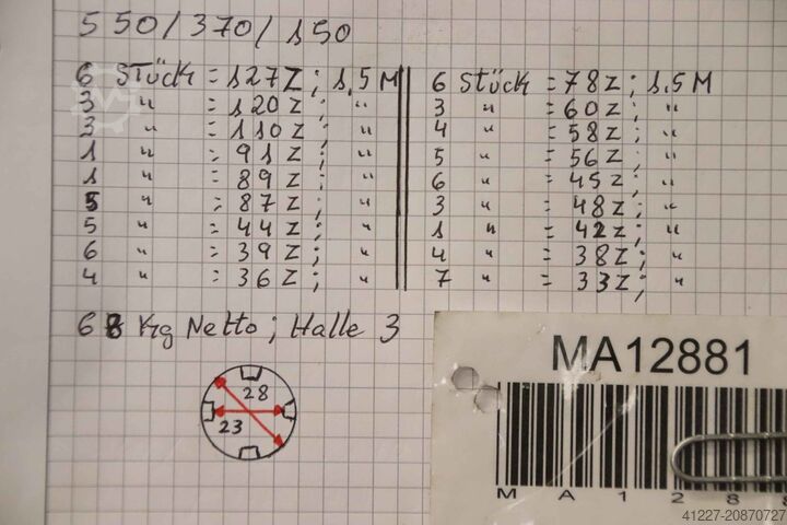 Verdeelkast tandwielen, 71 stuks unbekannt Modul 1,5