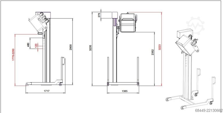 Vleesverwerkingsmachine Barsso mobiele lift voor 200L normwagens