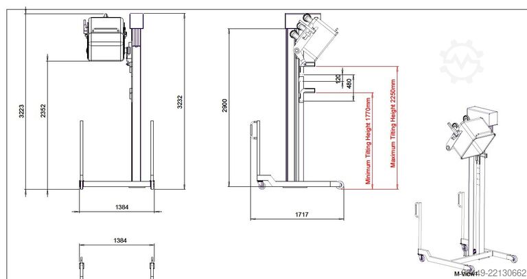 Vleesverwerkingsmachine Barsso mobiele lift voor 200L normwagens
