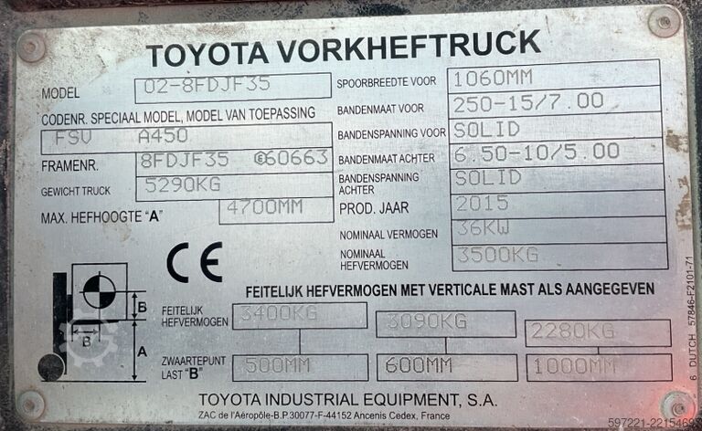 Diesel Forklifts Toyota 02-8FDJ35 Dieselstapler