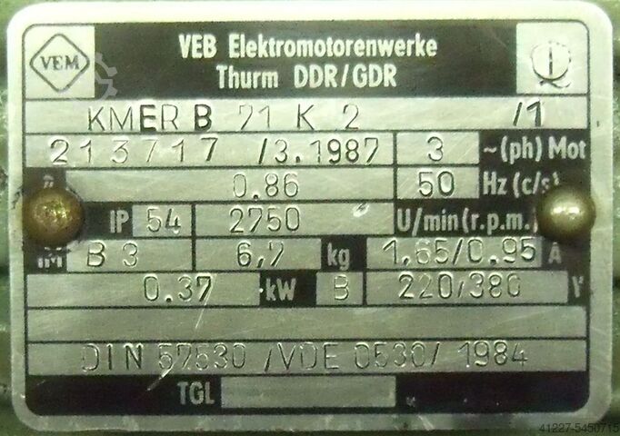 Elektromotor 0,37 kW 2750 o/min VEB KMERB71K2