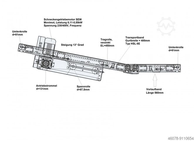 Bandtransporteur, stijgband, transportband Lippert GF 1995-550-400