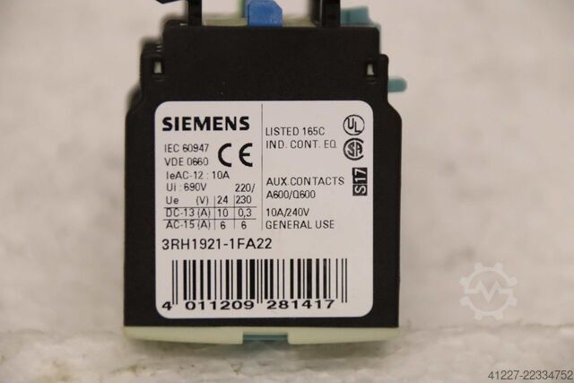 Bloque de contactos auxiliares Siemens 3RH1921-1FA22  3ZX1012-0RT02-1AA1