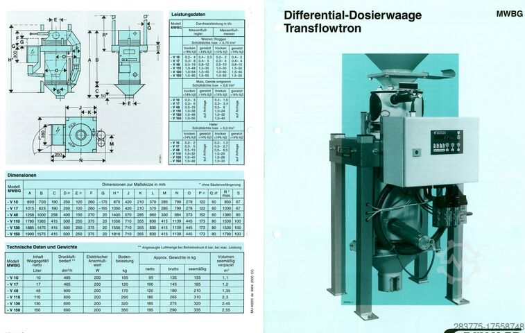 Viktförlust Gravimetrisk matare Bühler MWBG MEAF-V-130