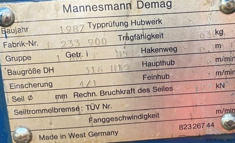 3x pojízdný kočka 3,2t kompletní DEMAG PLV168