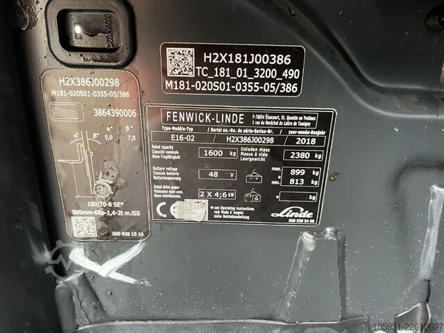 Empilhador eléctrico de 3 rodas Linde E16-02