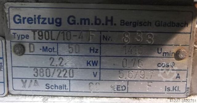 Κινητήρας λαβής 2,2 kW 1410 rpm Greifzug T90L/10-4F