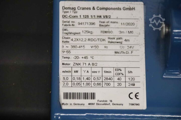 Zuilzwenkkraan, giek 2,00 m / 125 kg DEMAG WSK 125