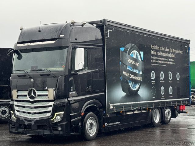 Platós teherautó ponyvával MERCEDES-BENZ ACTROS 2548 / GIGSPACE / STAPLERHALTERUNG