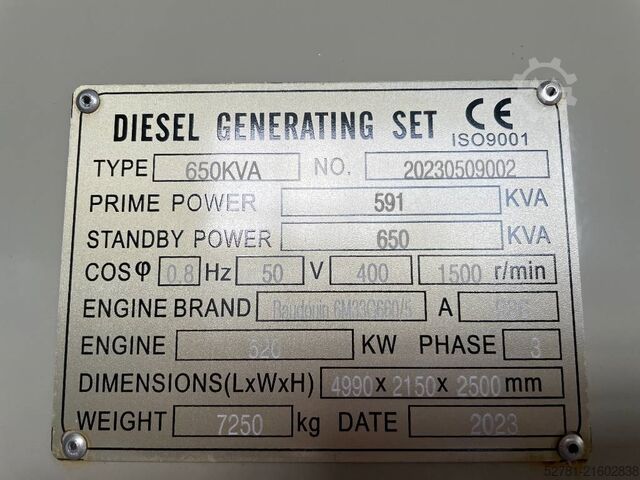 Kamenivo Baudouin 6M33G660/5 - 650 kVA Surplus Genset - DPX-19879