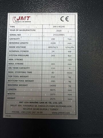 Abkant presă JMT JM-S 30200