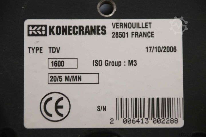 Chain hoist with trolley 1600 kg Konecranes XN10 1604 b1  TDV 1600