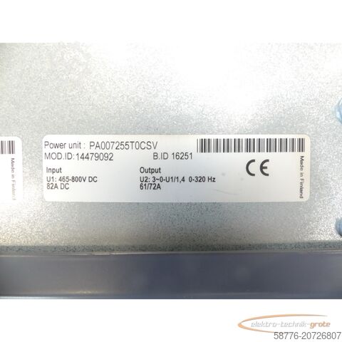 Komponenta Vacon NXI00725A5T0CSSA1AF000000 Frequenzumrichter SN: 14479088