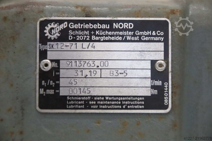 Växelmotor 0,37 kW 45 varv/min Nord SK12-71 L/4  SK 71 L/4