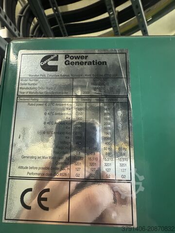 κινητήρας ντίζελ Cummins 2,250 KVA Generators C2250 D5 Engine: QSK60-G9