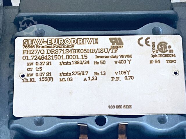 Getriebemotor SEW-EURODRIVE FH27/GDRS71S4BE05HR/ISU/TF