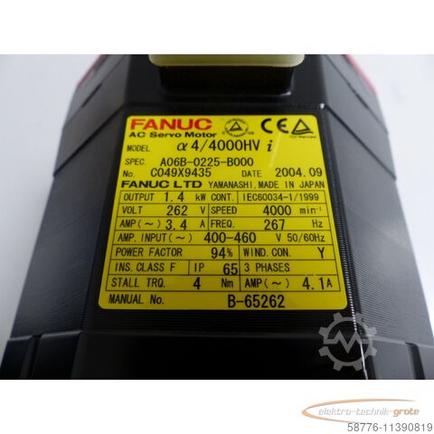 Fanuc-motor Fanuc A06B-0225-B000 AC Servo Motor + A860-2000-T301 SN: 9435 - ! -
