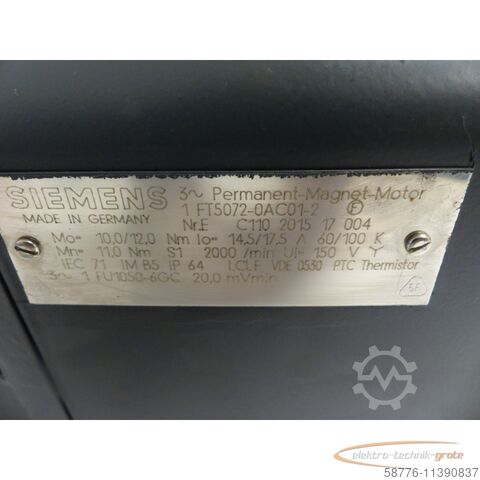 Motor Siemens Siemens 1FT5072-0AC01-2 Magnetmotor SN: EC110201517004 - ! -