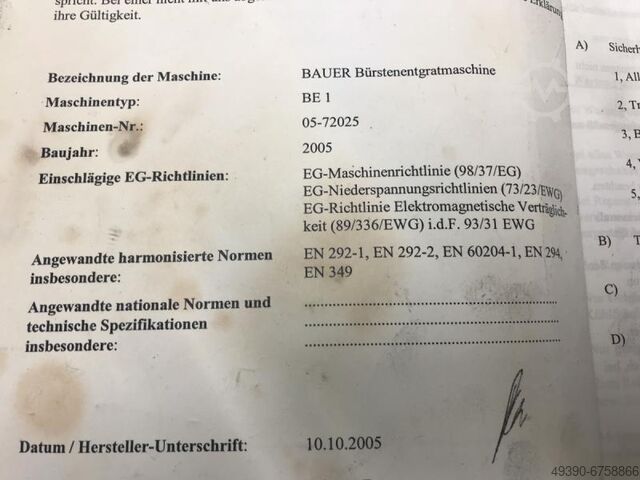 Borstontbraammachine, buizentontbraammachine, borstontbraamer, dubbele slijpstoel, ontbraamapparaat BAUER BE 1