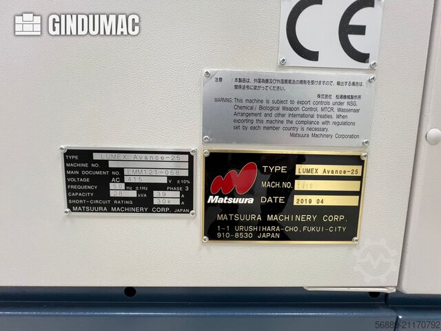  Matsuura Lumex Avance 25 hybrid metal printer