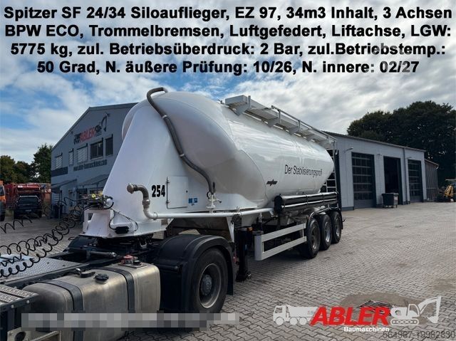 Silo oplegger SPITZER SF24/34 Silotankauflieger LUFT LIFT 34m3