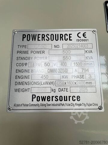 Generator set Cummins QSZ13-G13 - 550 kVA Generator - DPX-19846