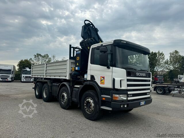 Damperli kamyon SCANIA 124-420 8X4 RIBALTABILE + GRU EFFER 210