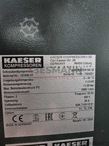 Compressor de parafuso Kaeser Aircenter SK22 Schraubenkompressor