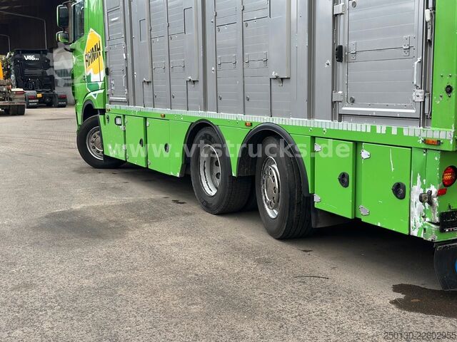 Camion per bestiame DAF XF 480 LL 6x2 3.Stock Menke Viehwagen m. Hubdach