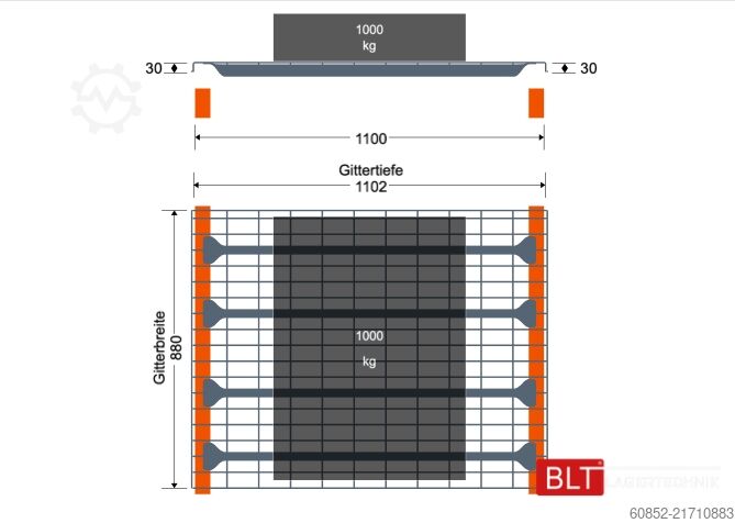 Palle Auflagegitter für Palettenregale 270x110 cm ,1000kg pro Gitter , 3-Teilig