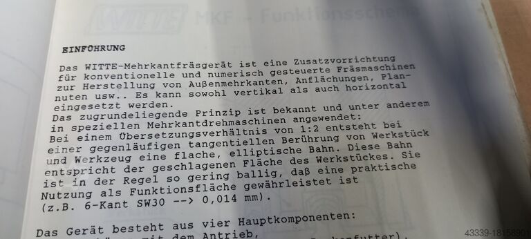 Multi-edge milling machine WITTE MKF 1001