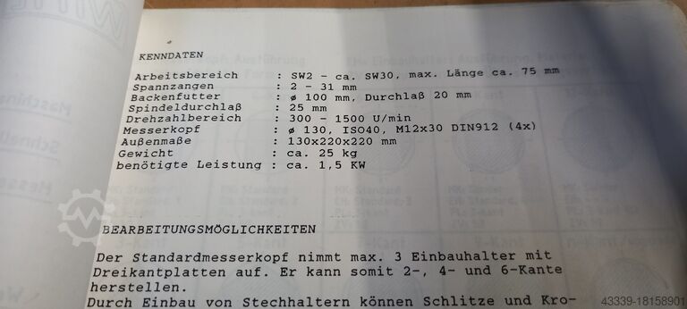 Multi-edge milling machine WITTE MKF 1001