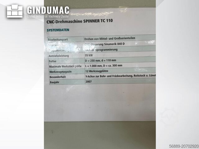 Horisontell svarvmaskin SPINNER TC 110