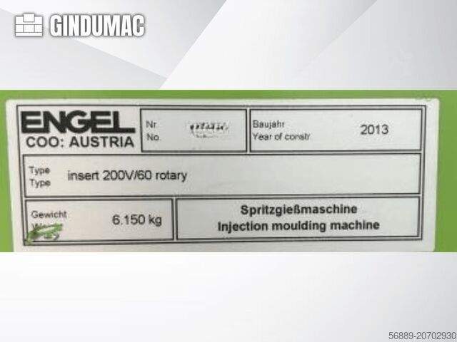 Máquina de moldeo por inyección vertical Engel Insert 200V/60 rotary