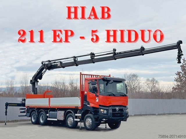 Jeřáb na nákladním automobilu RENAULT K 430 * HIAB 211 EP - 5 HIDUO+ FUNK * 8x4