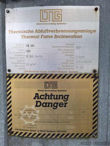 Thermisch afvoerluchtverbrandingssysteem LTG 20000 Nm³/h