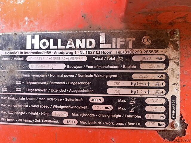 Mesa elevadora de tijera Holland-Lift Q135-DL24 Monostar (13.5 m)