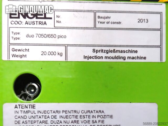 Υδραυλική μηχανή χύτευσης με έγχυση Engel DUO 7050/650 pico