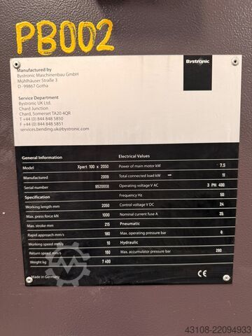 Piegatrice Bystronic Xpert 100 x 2050 CNC