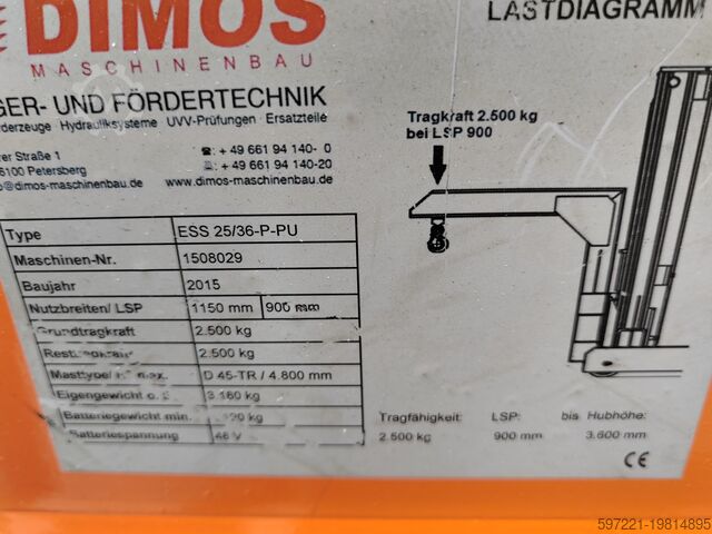 Καροτσάκια προσέγγισης (Reach Trucks) Dimos ESS25/36 P-PU Schubmaststapler Sonderbau Kran