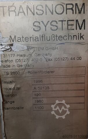Rollenbaan, roltransporteur, sorteermachine, wissel Transnorm TS2 800 1980-1250-1150